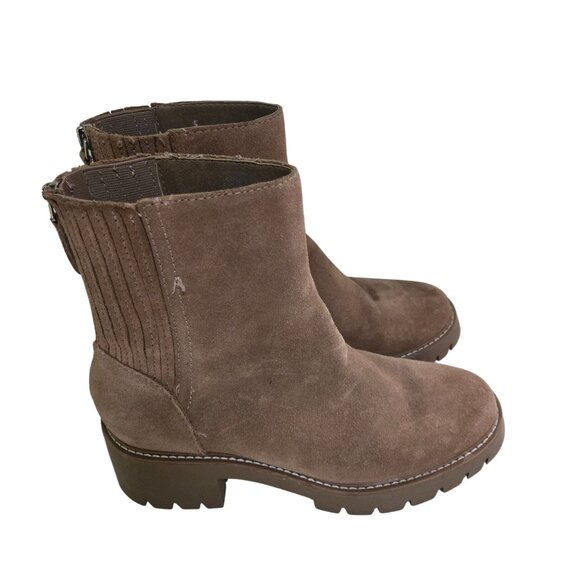 Dolce Vita Hopper Tan Suede Lug Sole Zip Closure Ankle Boots Size 9M - Picture 2 of 9